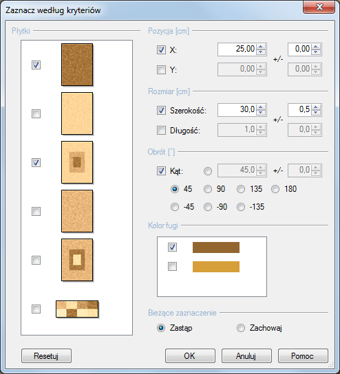 Zaznacz według kryteriów